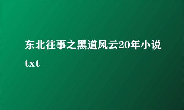 东北往事之黑道风云20年小说txt