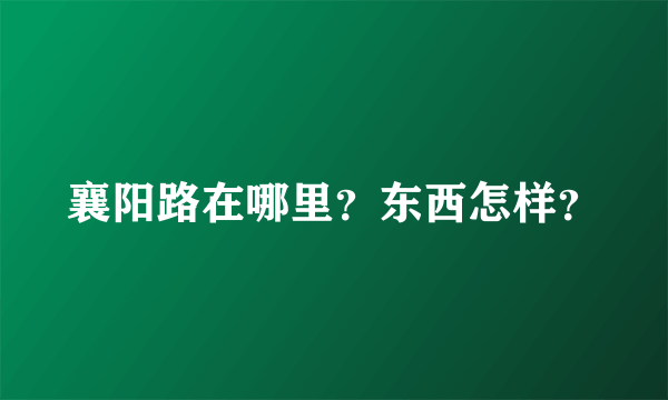 襄阳路在哪里？东西怎样？