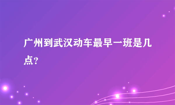 广州到武汉动车最早一班是几点？