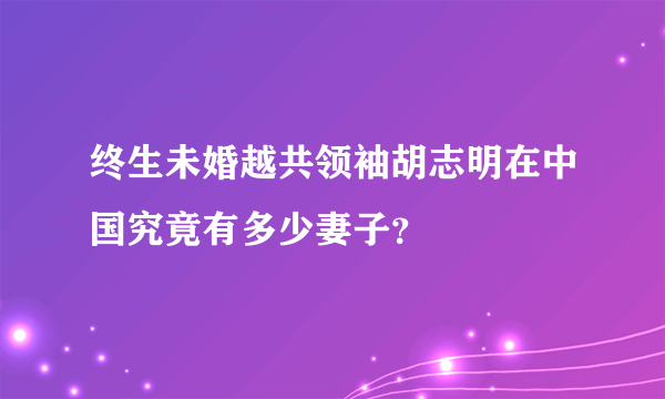 终生未婚越共领袖胡志明在中国究竟有多少妻子？