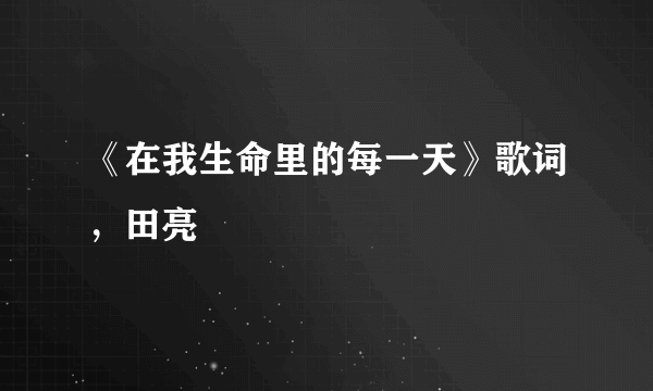 《在我生命里的每一天》歌词，田亮