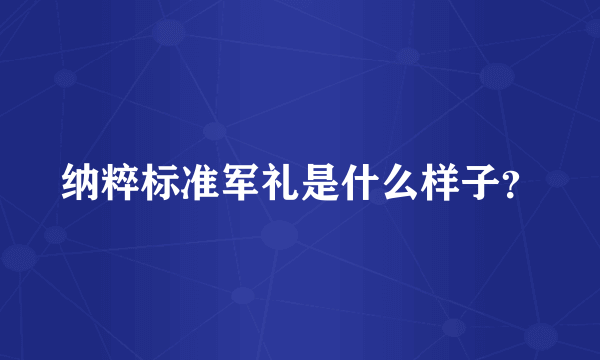 纳粹标准军礼是什么样子？