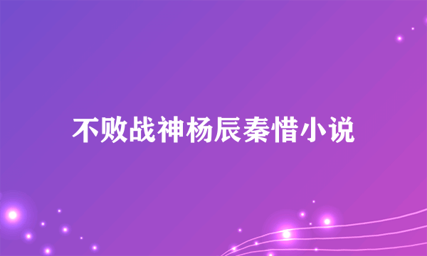 不败战神杨辰秦惜小说