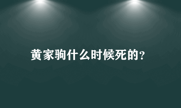 黄家驹什么时候死的？