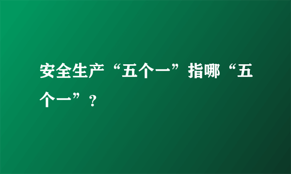 安全生产“五个一”指哪“五个一”？