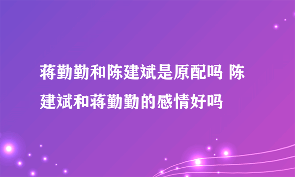 蒋勤勤和陈建斌是原配吗 陈建斌和蒋勤勤的感情好吗