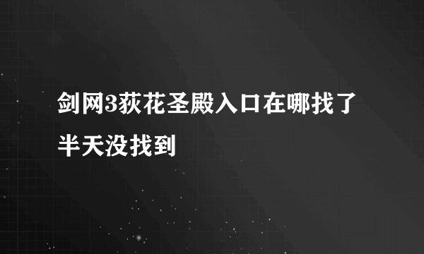 剑网3荻花圣殿入口在哪找了半天没找到