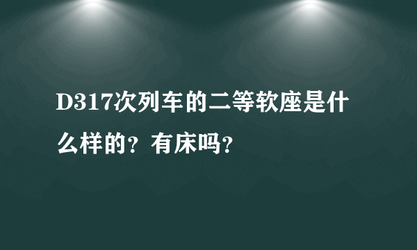 D317次列车的二等软座是什么样的？有床吗？