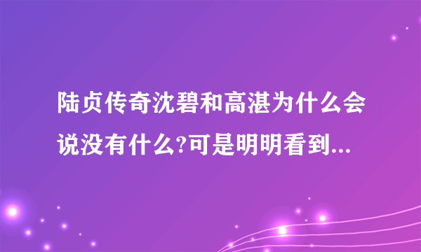 陆贞传奇沈碧和高湛为什么会说没有什么?可是明明看到他们两个××了呀!