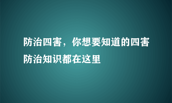 防治四害，你想要知道的四害防治知识都在这里