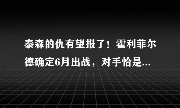 泰森的仇有望报了！霍利菲尔德确定6月出战，对手恰是麦克布莱德