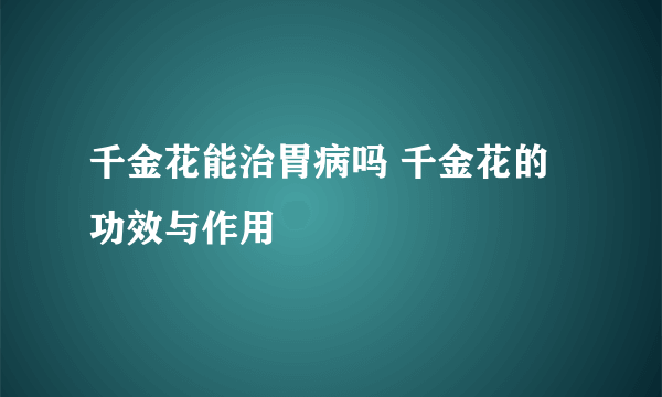 千金花能治胃病吗 千金花的功效与作用