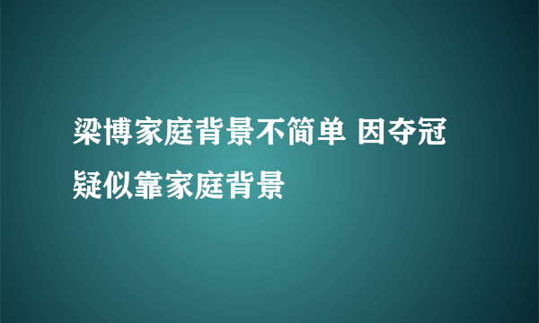 梁博家庭背景不简单 因夺冠疑似靠家庭背景