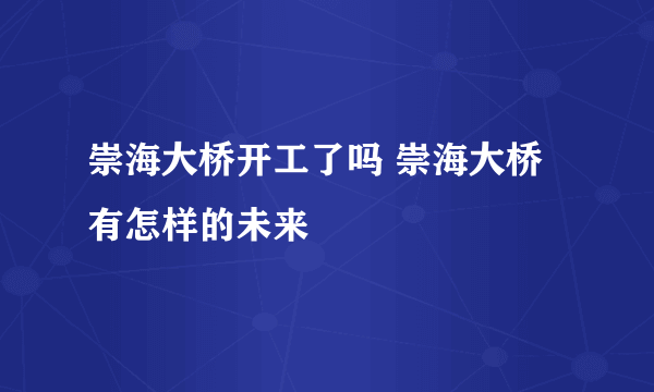 崇海大桥开工了吗 崇海大桥有怎样的未来