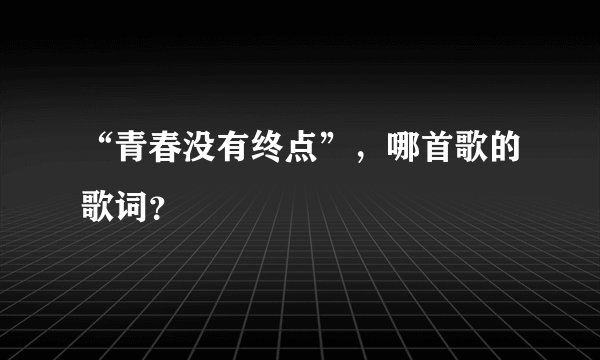 “青春没有终点”，哪首歌的歌词？