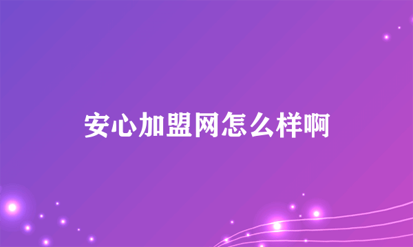 安心加盟网怎么样啊