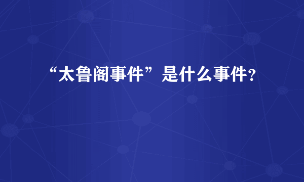 “太鲁阁事件”是什么事件？