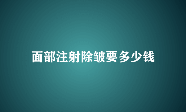 面部注射除皱要多少钱