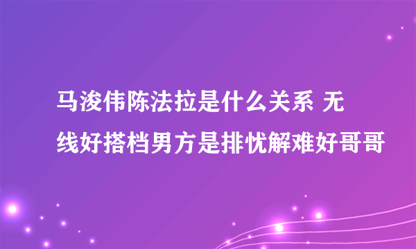 马浚伟陈法拉是什么关系 无线好搭档男方是排忧解难好哥哥