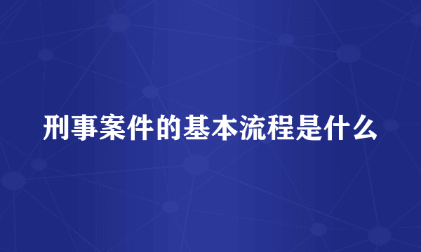 刑事案件的基本流程是什么