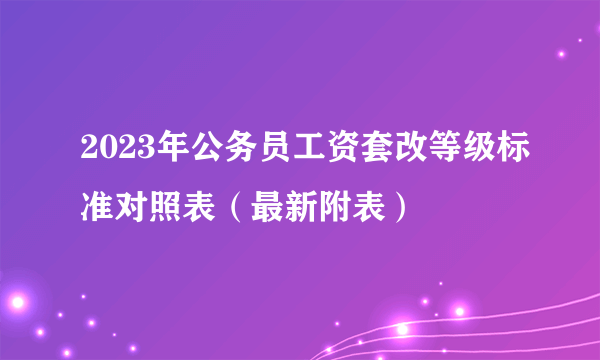 2023年公务员工资套改等级标准对照表（最新附表）