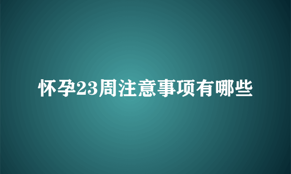 怀孕23周注意事项有哪些