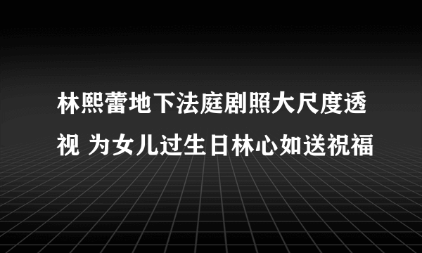 林熙蕾地下法庭剧照大尺度透视 为女儿过生日林心如送祝福