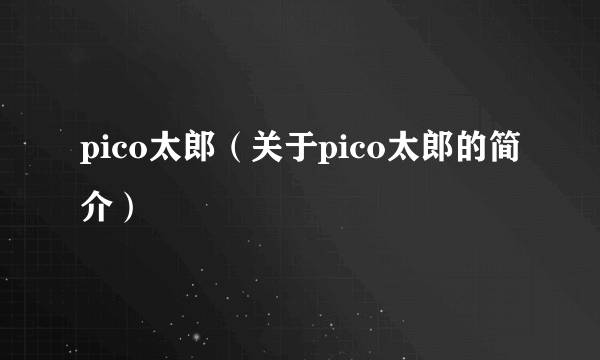 pico太郎（关于pico太郎的简介）