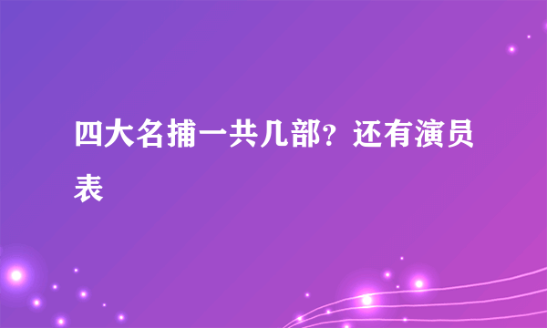 四大名捕一共几部？还有演员表