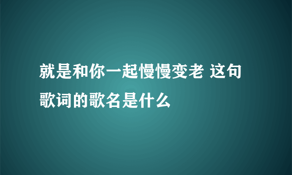 就是和你一起慢慢变老 这句歌词的歌名是什么