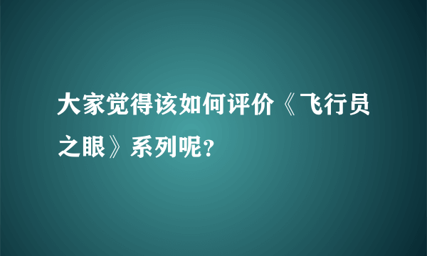 大家觉得该如何评价《飞行员之眼》系列呢？