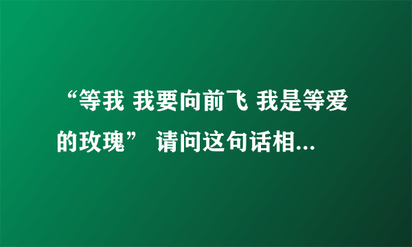 “等我 我要向前飞 我是等爱的玫瑰” 请问这句话相对应的话是什么 谢谢