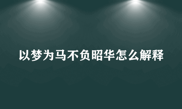 以梦为马不负昭华怎么解释