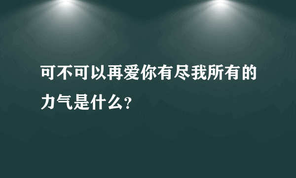 可不可以再爱你有尽我所有的力气是什么？