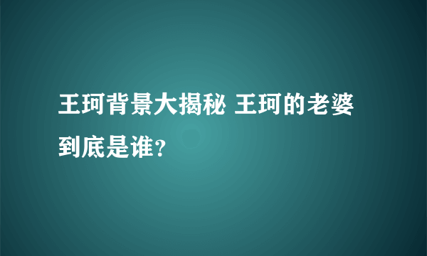 王珂背景大揭秘 王珂的老婆到底是谁？