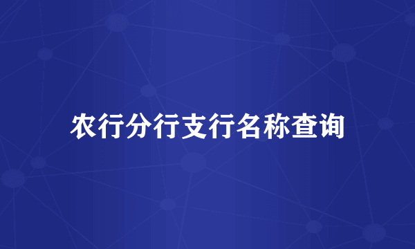 农行分行支行名称查询