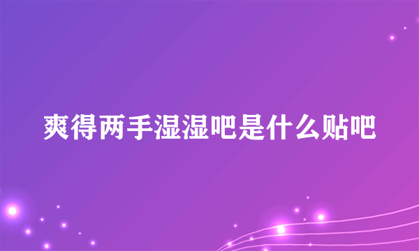 爽得两手湿湿吧是什么贴吧