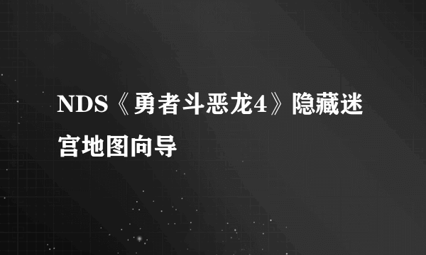 NDS《勇者斗恶龙4》隐藏迷宫地图向导