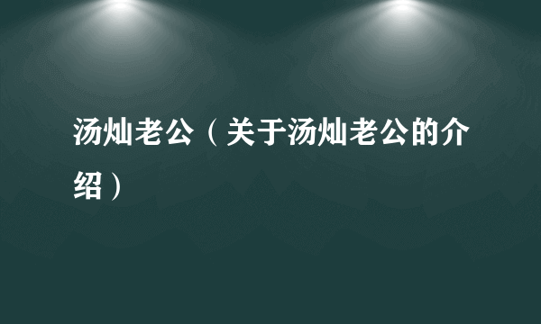 汤灿老公（关于汤灿老公的介绍）