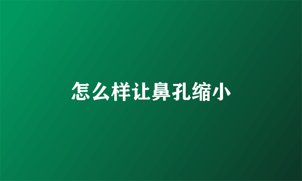 怎么样让鼻孔缩小