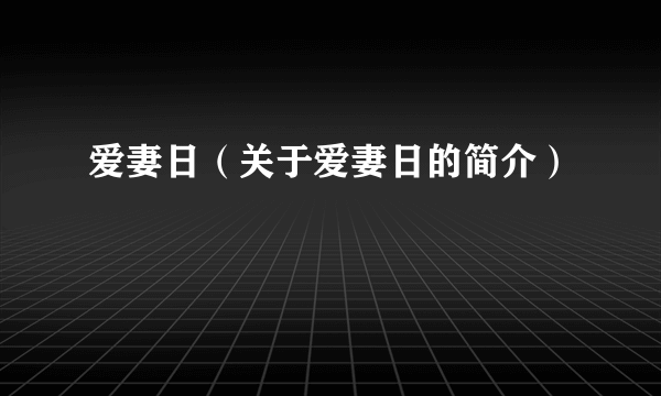 爱妻日（关于爱妻日的简介）