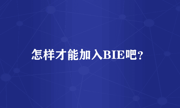 怎样才能加入BIE吧？