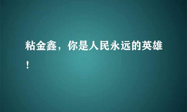 粘金鑫，你是人民永远的英雄！