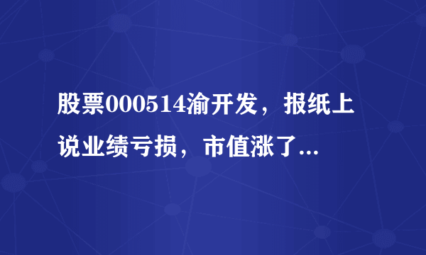 股票000514渝开发，报纸上说业绩亏损，市值涨了114%。这种报告会影响这支股票的走势吗？