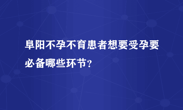 阜阳不孕不育患者想要受孕要必备哪些环节？