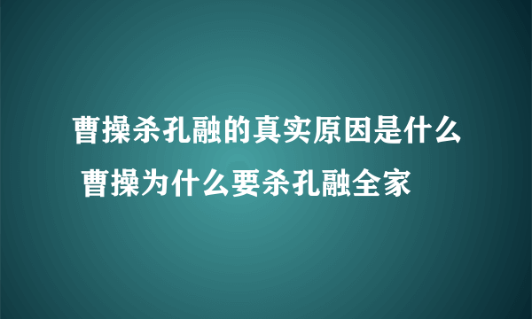 曹操杀孔融的真实原因是什么 曹操为什么要杀孔融全家