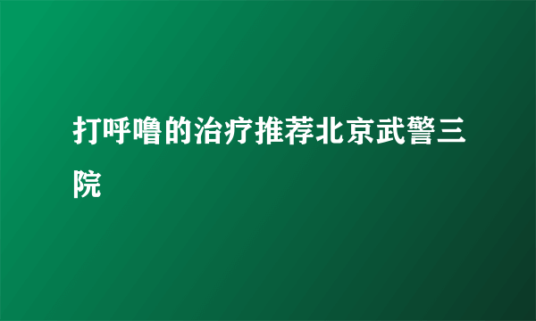 打呼噜的治疗推荐北京武警三院