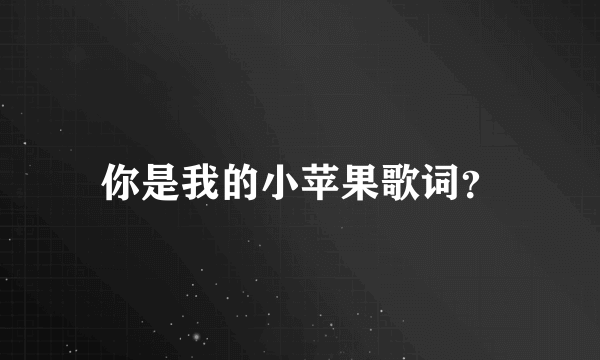 你是我的小苹果歌词？