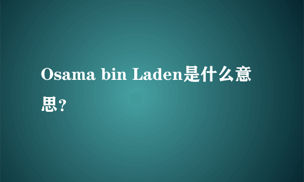 Osama bin Laden是什么意思？