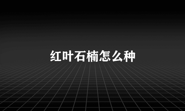 红叶石楠怎么种